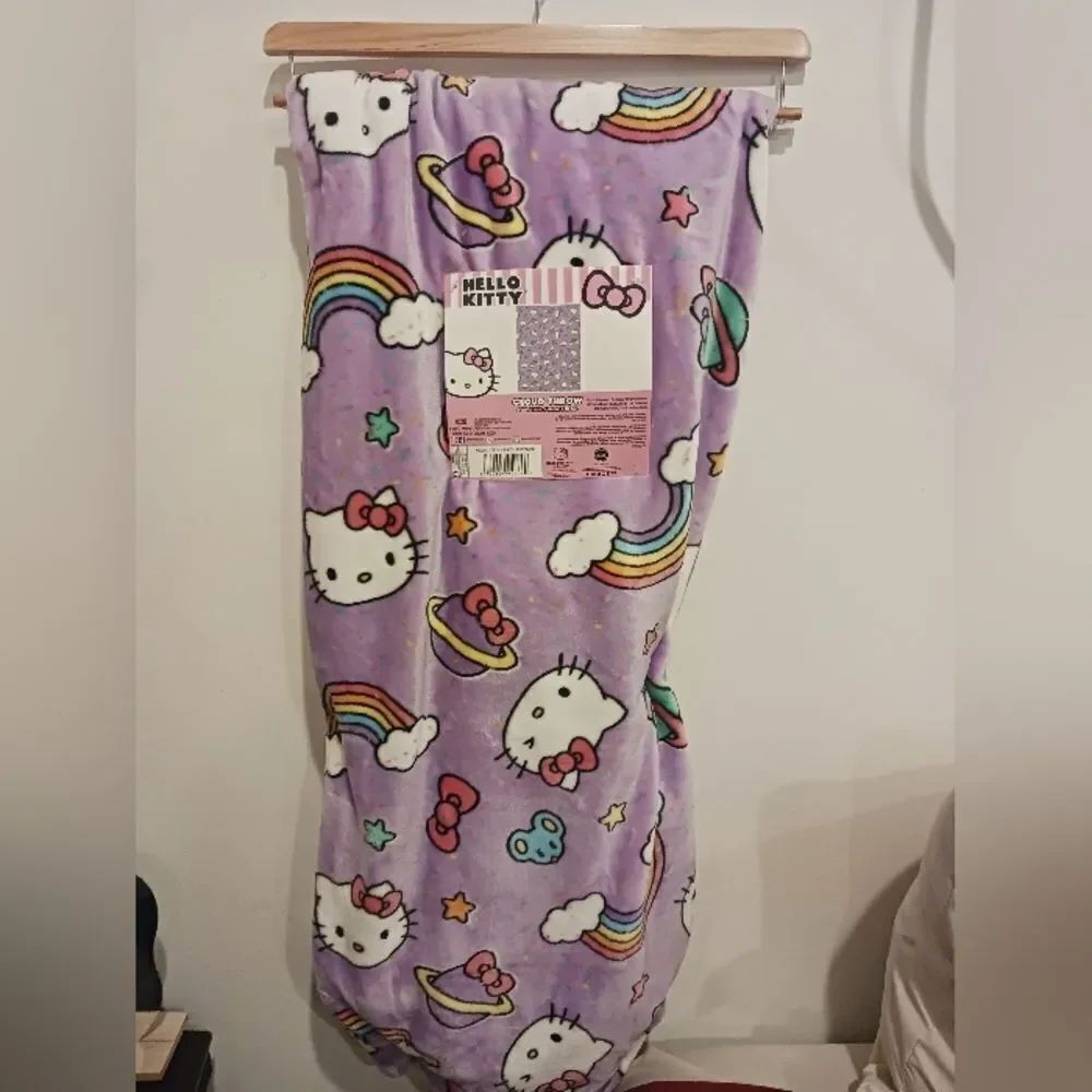Hello Kitty Purple Cloud Rainbow Throw Blanket